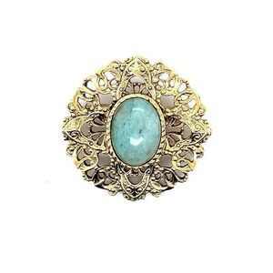 Vintage Green Stone Brooch